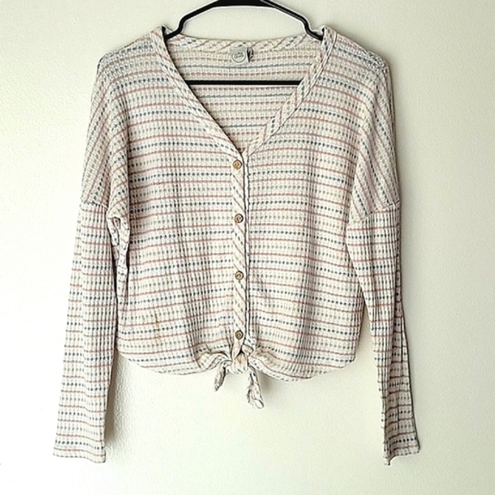 Anthropologie Paper Crane Waffle Knit Long Sleeve Size S